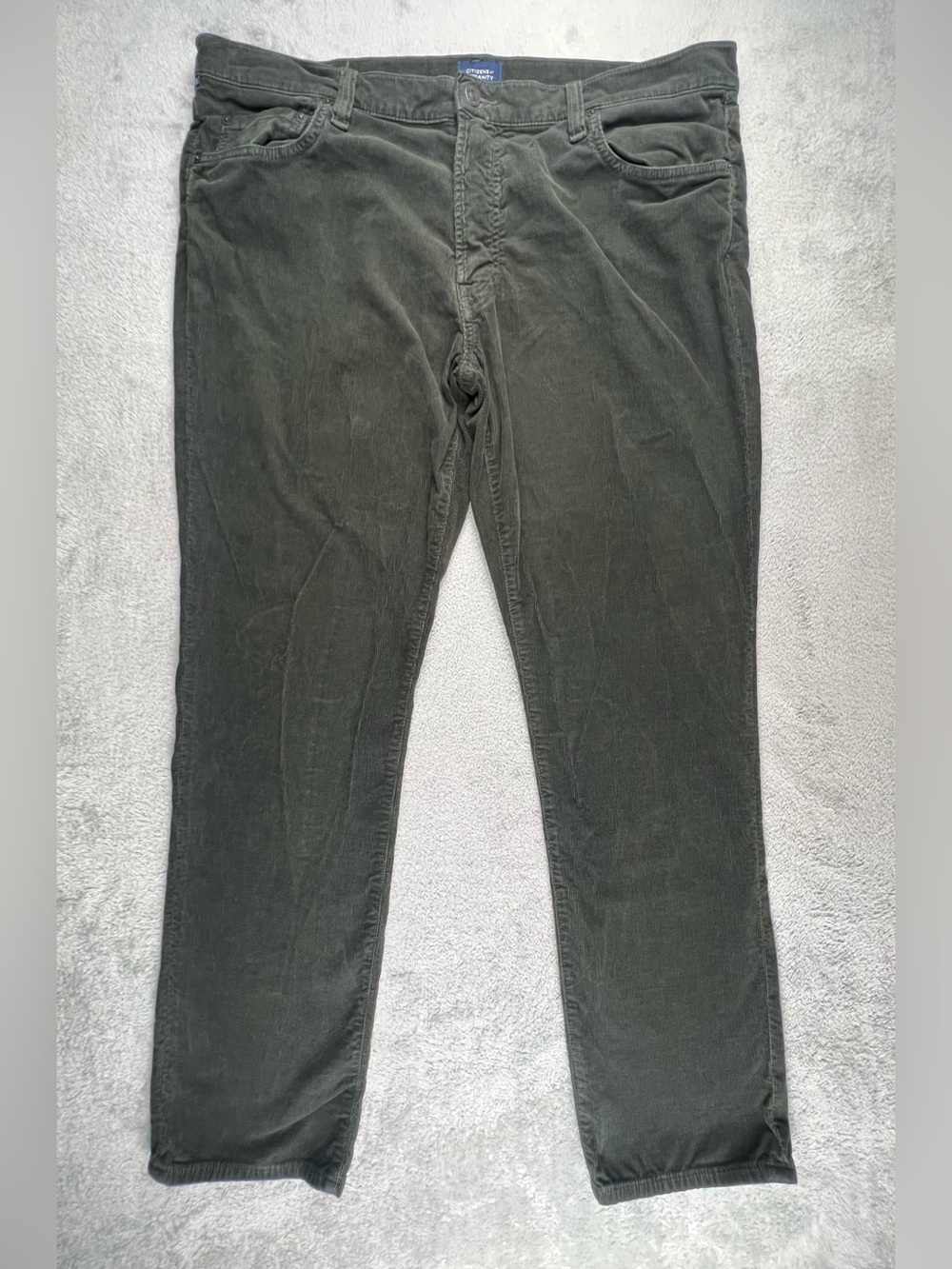 C Of H Citizens Of Humanity Gage Jeans Mens 38x32 Olive Green Corduroy Straight